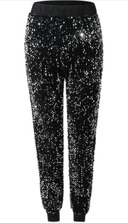 Black luxury Bling Two piece pant set. Plus size women’s Womenswear set.