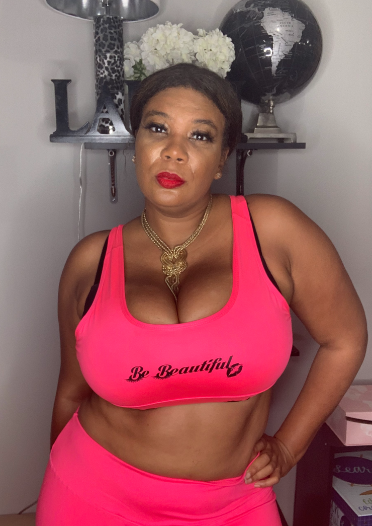 Hot Pink - Curvy Girl Plus size Be Beautiful sports Bra