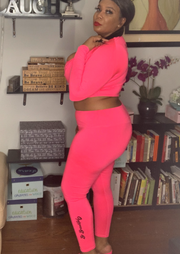 Hot Pink -Curvy Girl Be Beautiful Yoga Crop Jacket