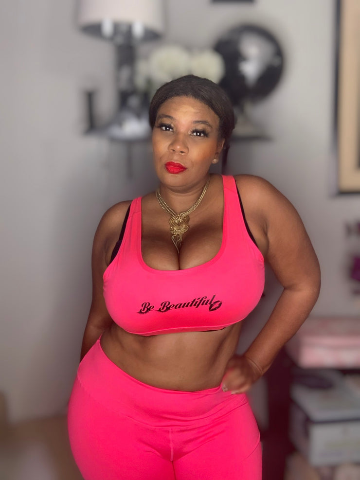 Hot Pink - Curvy Girl Plus size Be Beautiful sports Bra