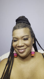 The supreme’s Tassle Earrings ( pink waterfall  )