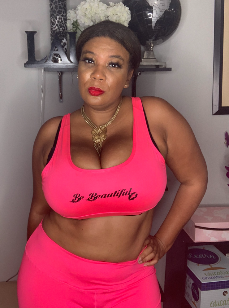 Hot Pink - Curvy Girl Plus size Be Beautiful sports Bra