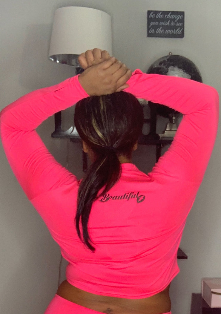 Hot Pink -Curvy Girl Be Beautiful Yoga Crop Jacket