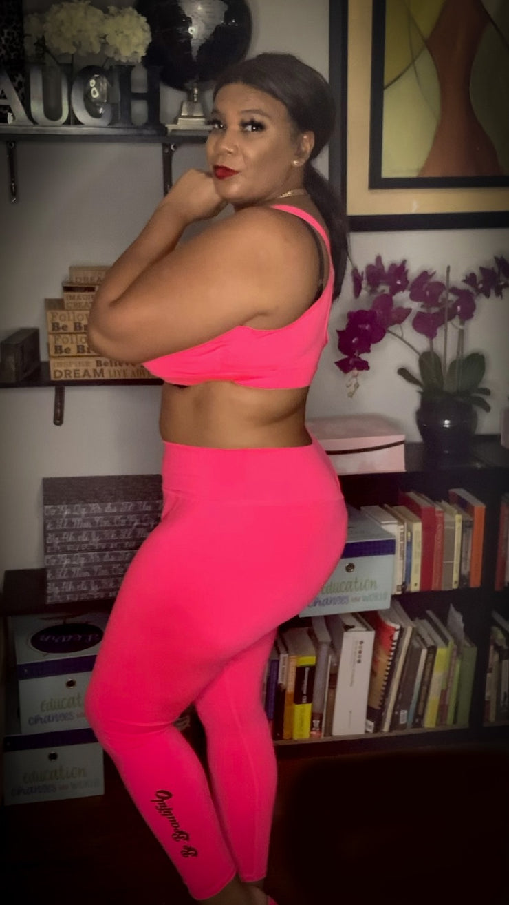 Hot Pink Curvy Girl -Plus size Be Beautiful Yoga Pants