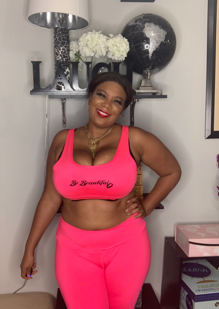 Hot Pink - Curvy Girl Plus size Be Beautiful sports Bra