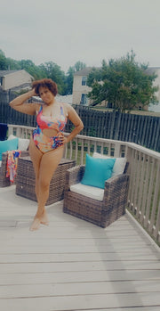 “Tropical storm “bathing suit with matching skirt